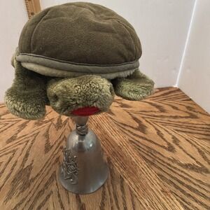 FOLKMANIS Tortoise Turtle Hand Puppet Dark Green Plush Stuffed Animal Box 7"